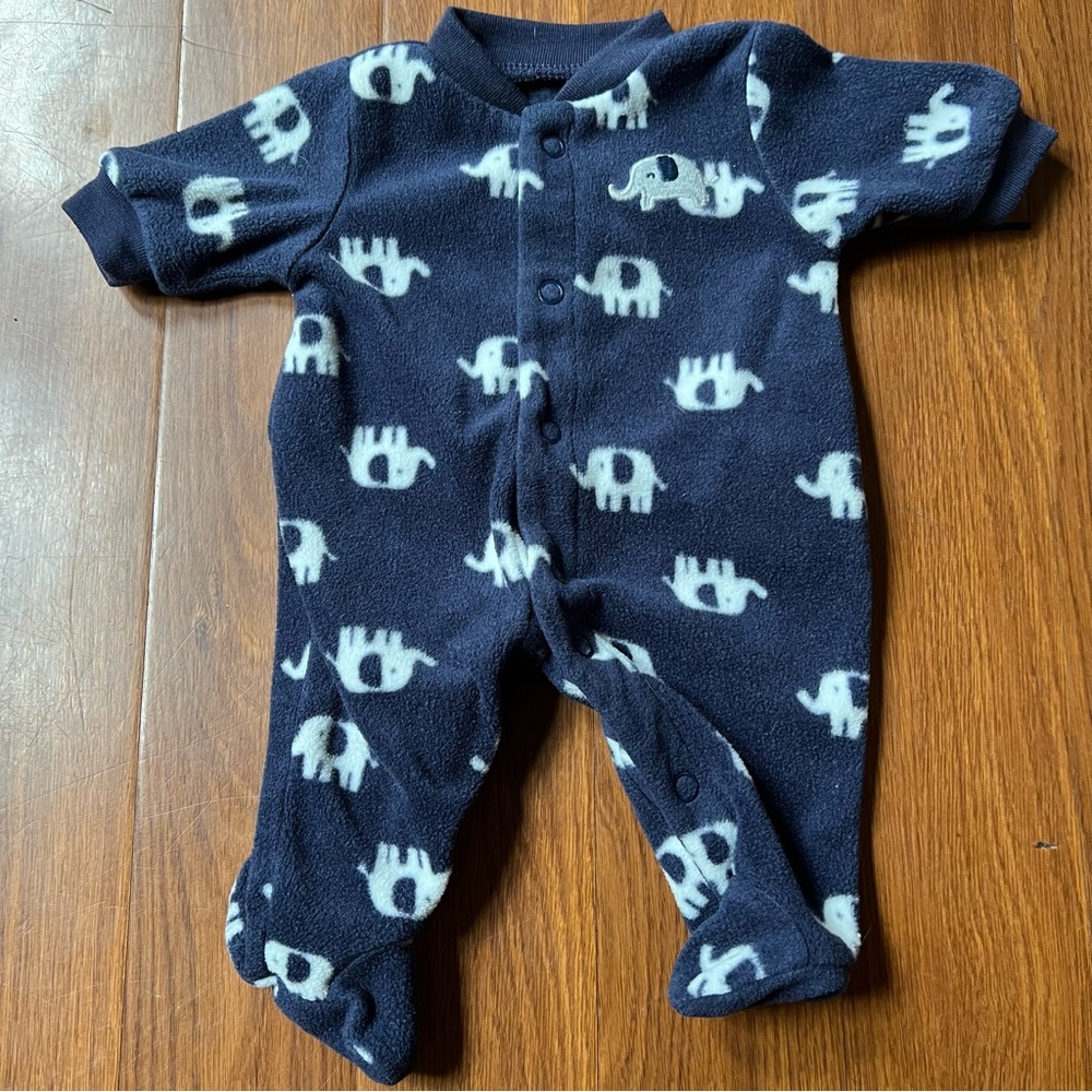 🌴Boys Carter's Long Sleeve Button Up Fleece Footie